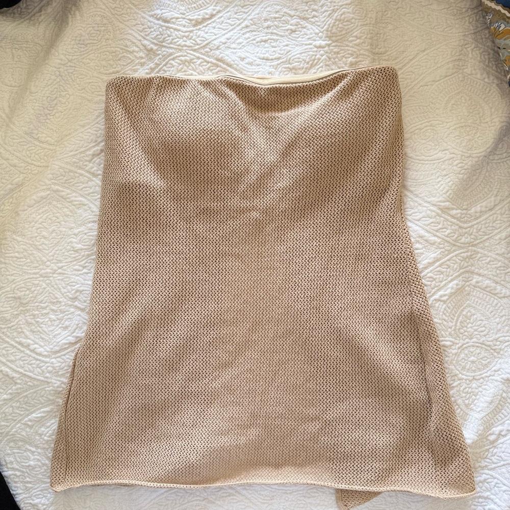 Tan Sweater Strapless Top